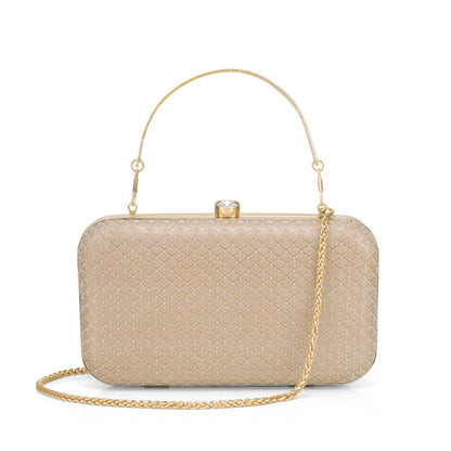 Women’s Luxury Box Clutch with Gold Chain – Party, Wedding & Evening Handbag