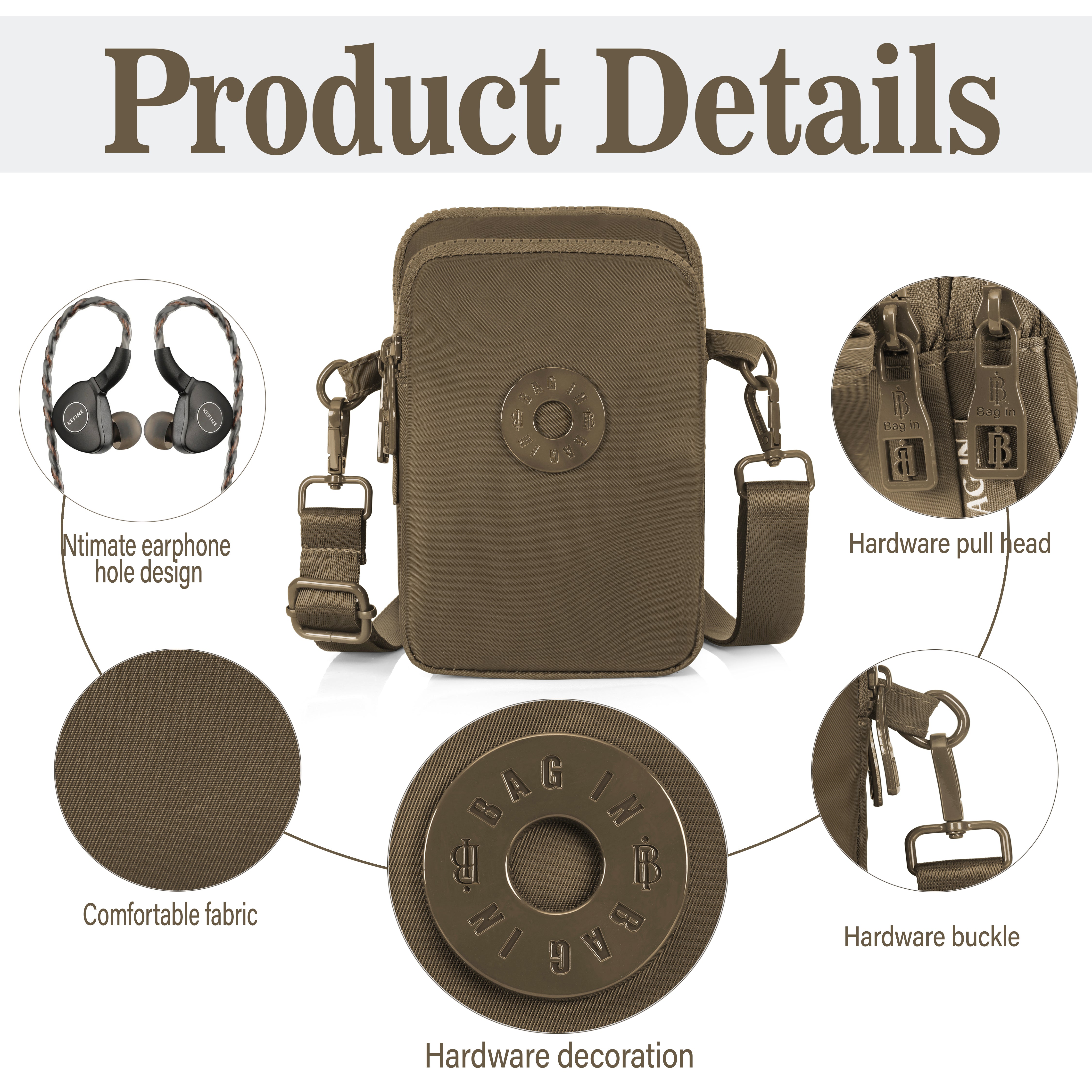 JI Accessories Brown-Color Mini Crossbody Sling Bag for Women – Stylish, Lightweight & Travel Friendly