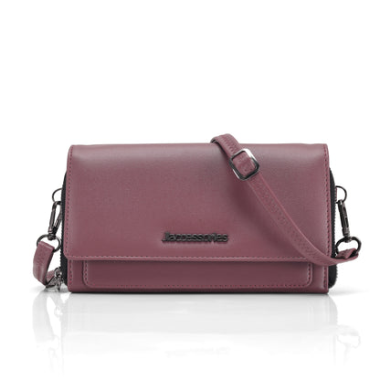 JI Accessories Women’s Multi-Compartment Wallet Clutch – Zippered Long Purse with Sling Strap (Multi-Color)