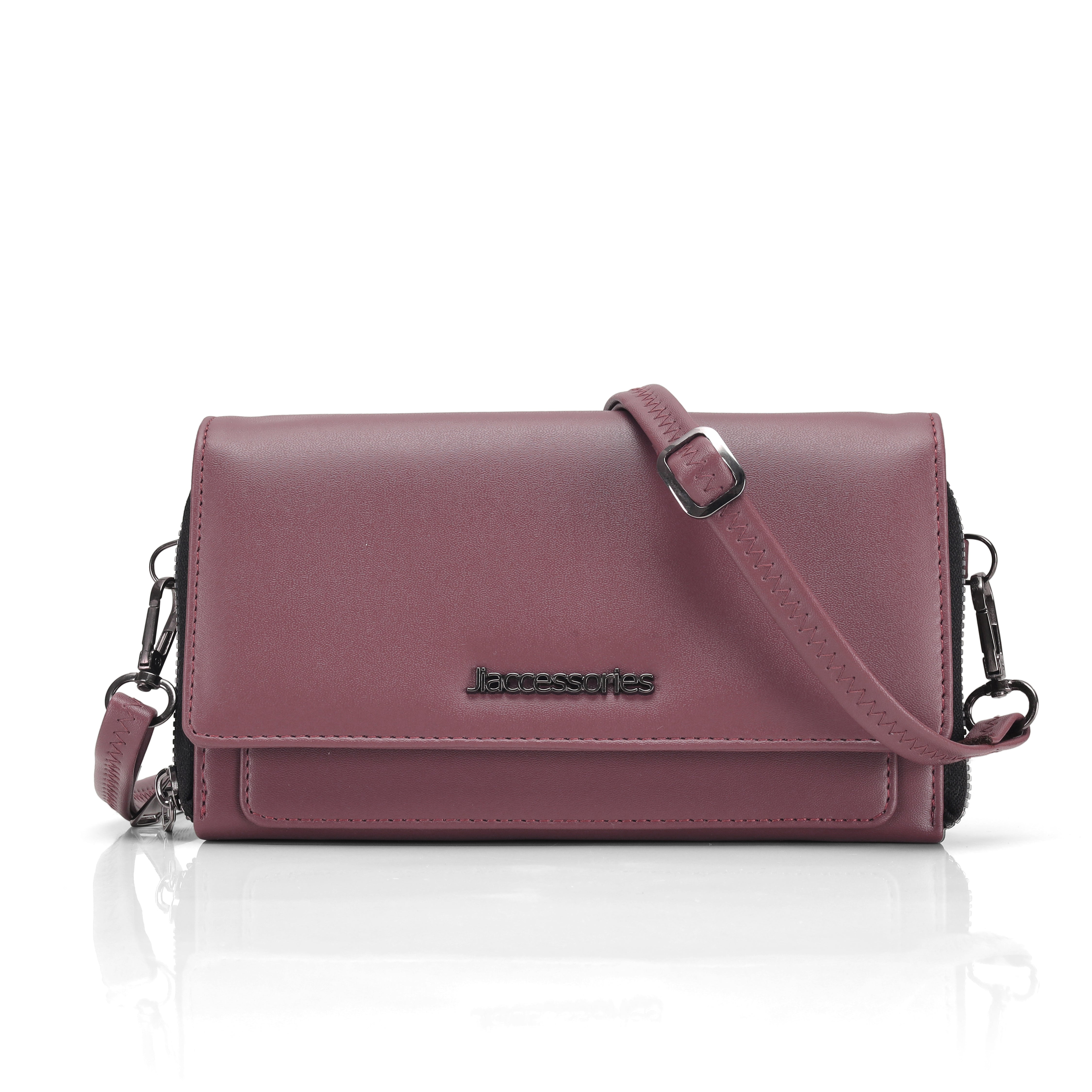 JI Accessories Women’s Multi-Compartment Wallet Clutch – Zippered Long Purse with Sling Strap (Multi-Color)