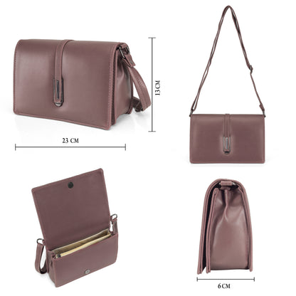 Premium Women’s Sling Clutch Bag | Stylish PU Leather Shoulder Purse with Magnetic Lock – Black, Wine & Taupe