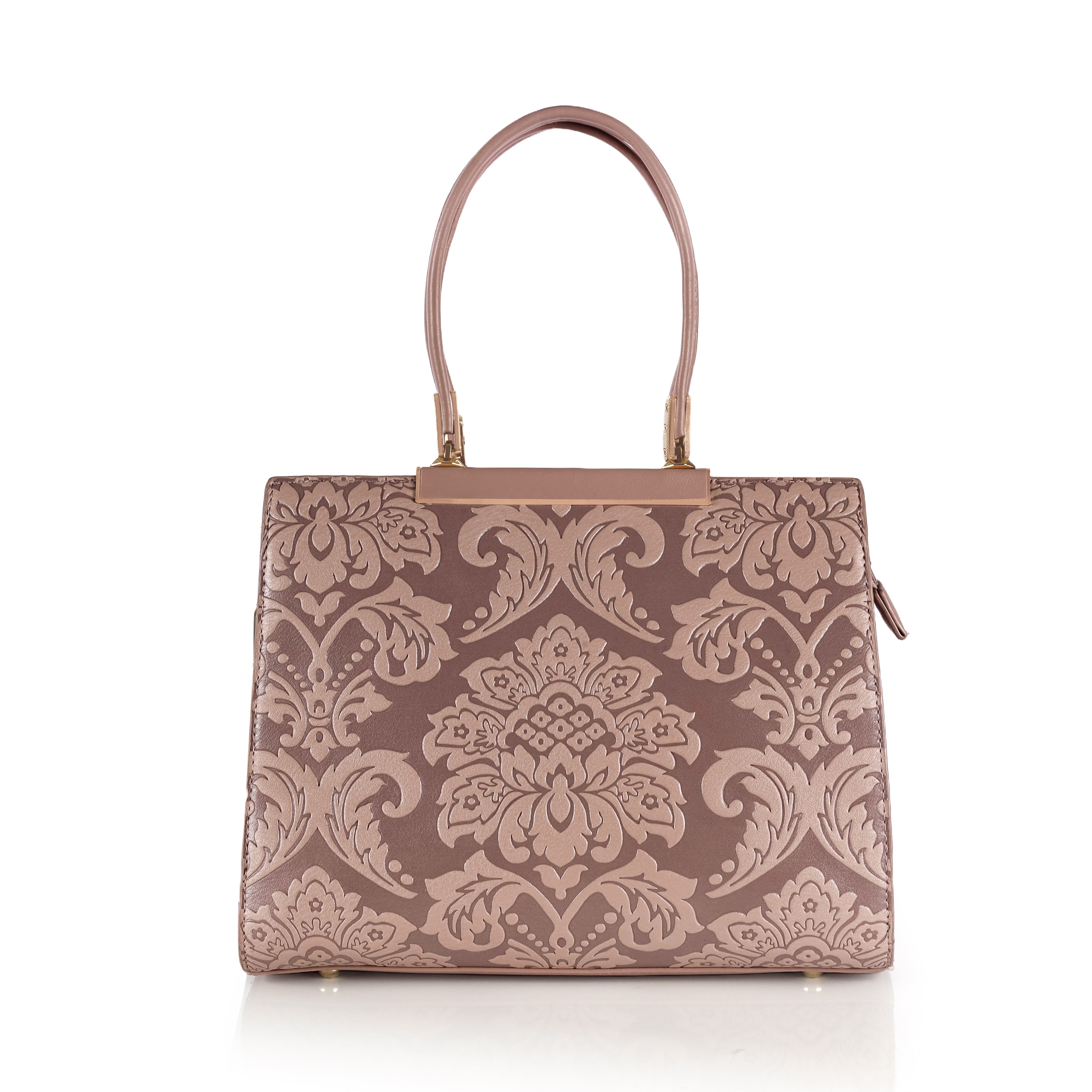 J I Designer Inspired Floral Embossed Tote – Top Handle & Crossbody Bag for Women
