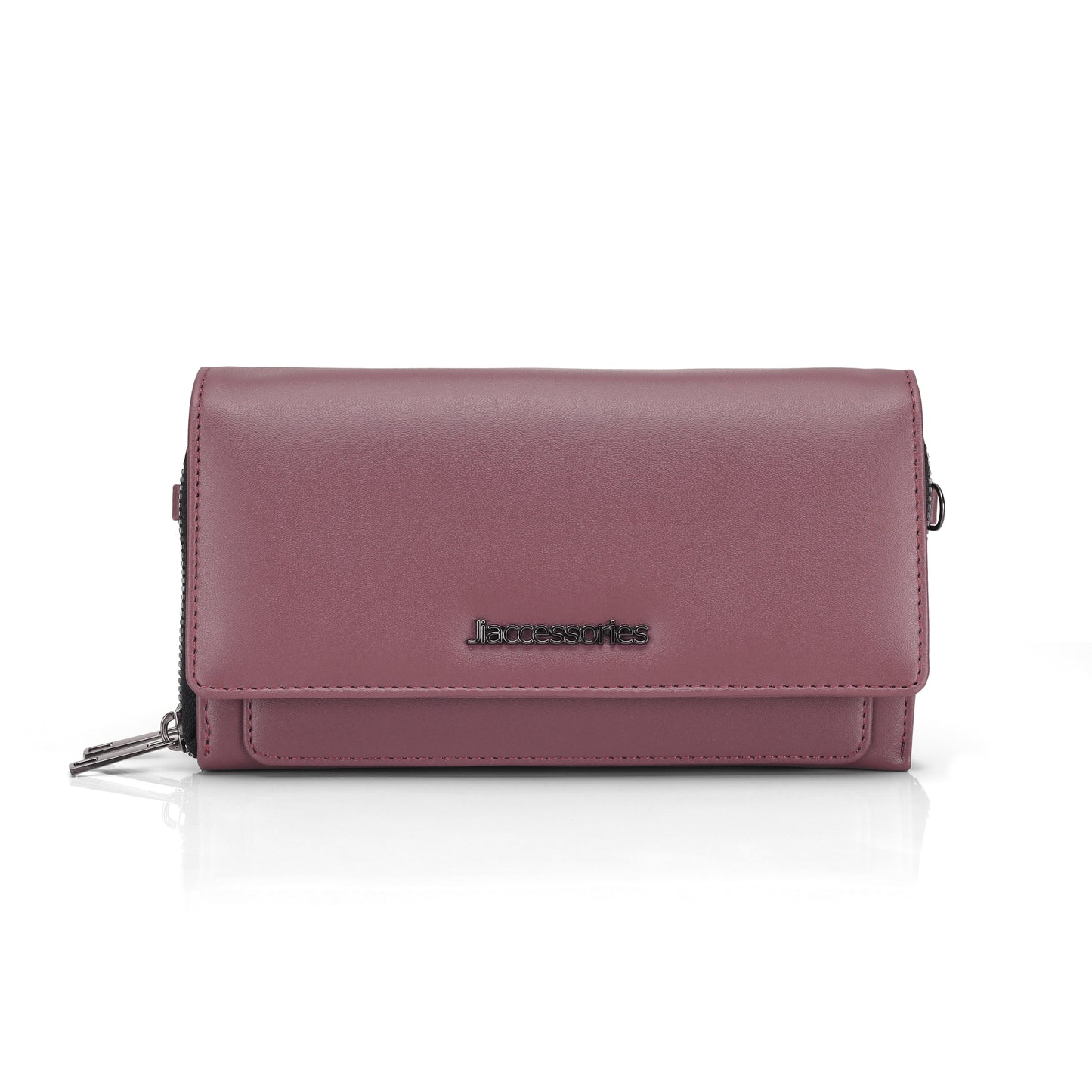 JI Accessories Women’s Multi-Compartment Wallet Clutch – Zippered Long Purse with Sling Strap (Multi-Color)