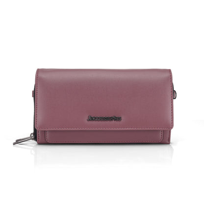 JI Accessories Women’s Multi-Compartment Wallet Clutch – Zippered Long Purse with Sling Strap (Multi-Color)