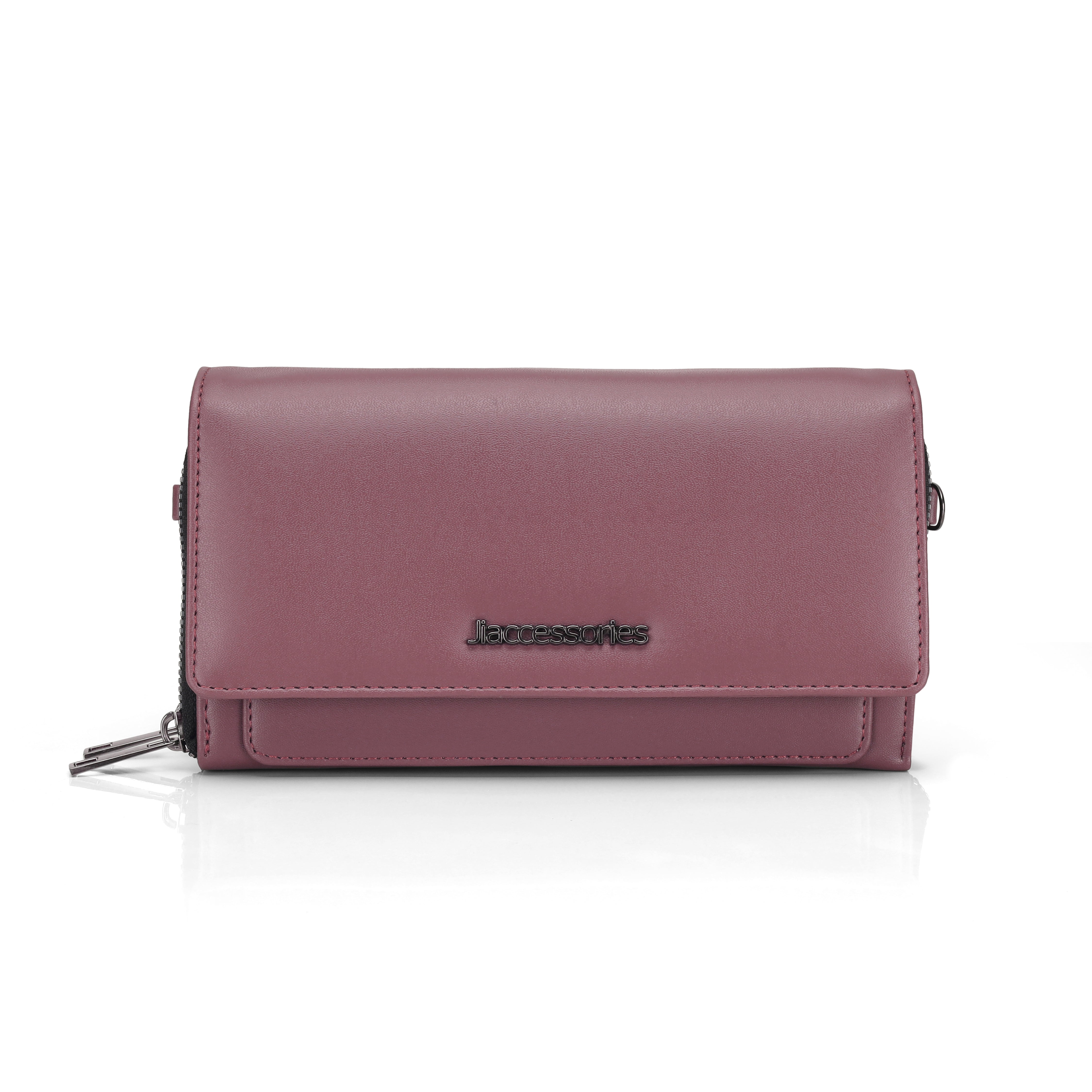 JI Accessories Women’s Multi-Compartment Wallet Clutch – Zippered Long Purse with Sling Strap (Multi-Color)
