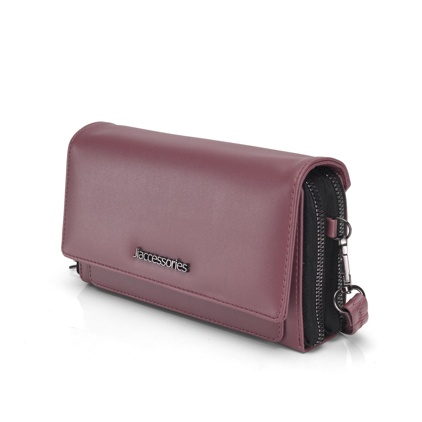 JI Accessories Women’s Multi-Compartment Wallet Clutch – Zippered Long Purse with Sling Strap (Multi-Color)