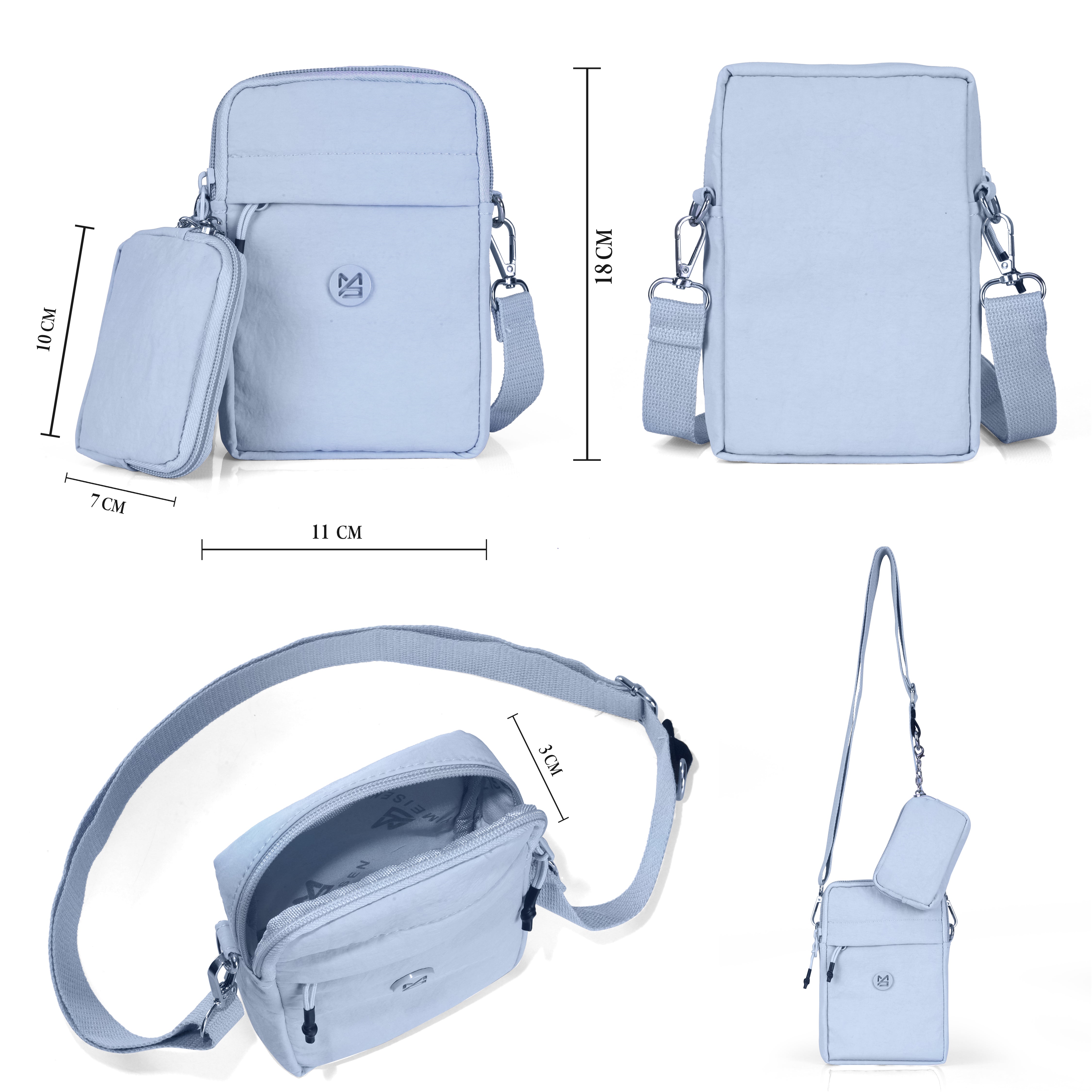 BAG IN Small Crossbody Bag for Women with Detachable Pouch – Multi-Color Travel Shoulder Bag, Light weight Phone Purse with Adjustable Strap
