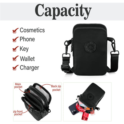 JI Accessories Black-Color Mini Crossbody Sling Bag for Women – Stylish, Lightweight & Travel Friendly