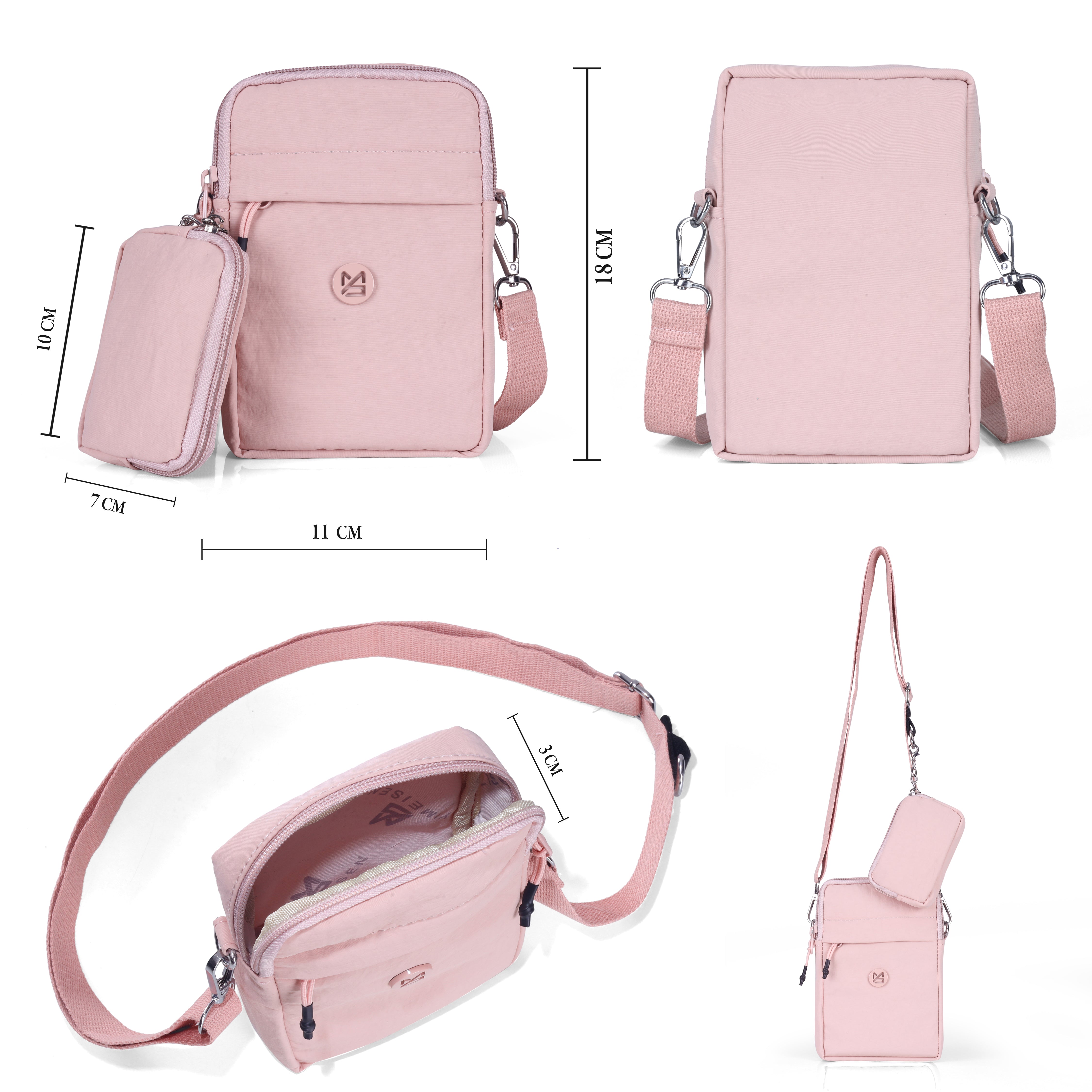 BAG IN Small Crossbody Bag for Women with Detachable Pouch – Multi-Color Travel Shoulder Bag, Light weight Phone Purse with Adjustable Strap