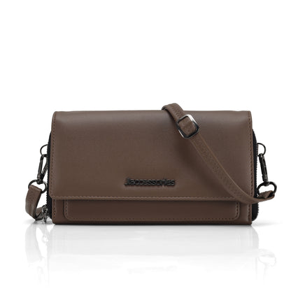 JI Accessories Women’s Multi-Compartment Wallet Clutch – Zippered Long Purse with Sling Strap (Multi-Color)