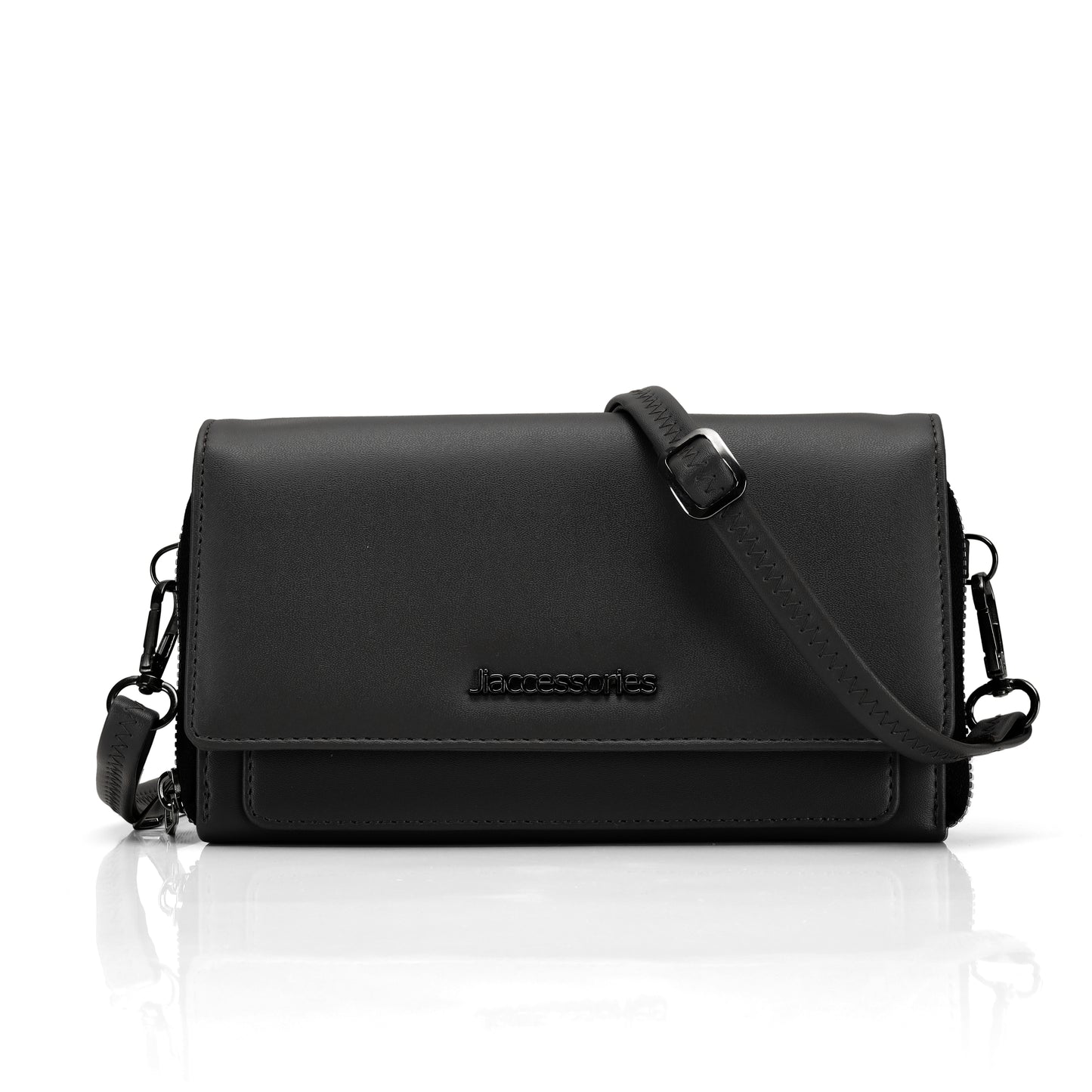 JI Accessories Women’s Multi-Compartment Wallet Clutch – Zippered Long Purse with Sling Strap (Multi-Color)