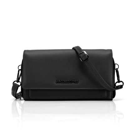 JI Accessories Women’s Multi-Compartment Wallet Clutch – Zippered Long Purse with Sling Strap (Multi-Color)