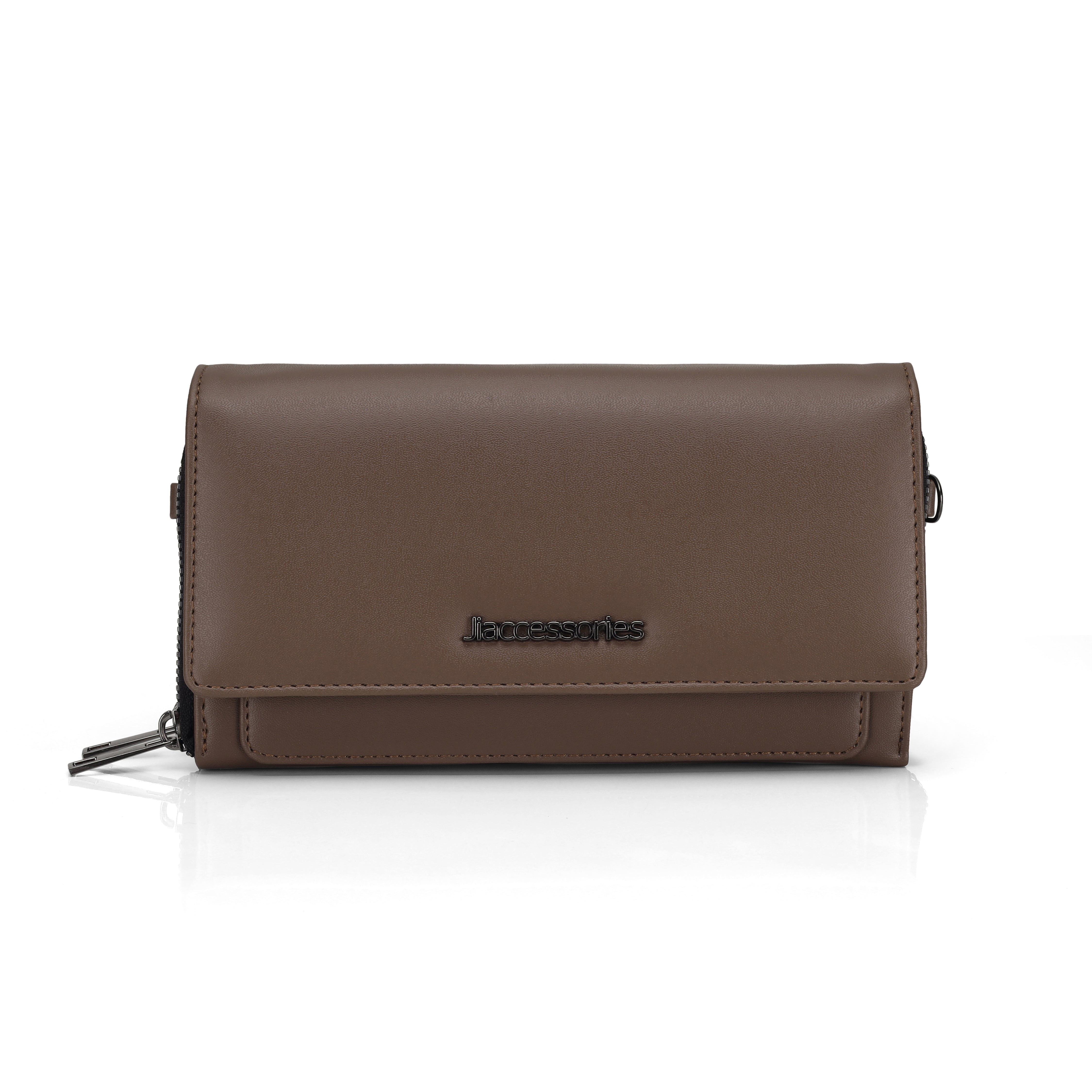 JI Accessories Women’s Multi-Compartment Wallet Clutch – Zippered Long Purse with Sling Strap (Multi-Color)