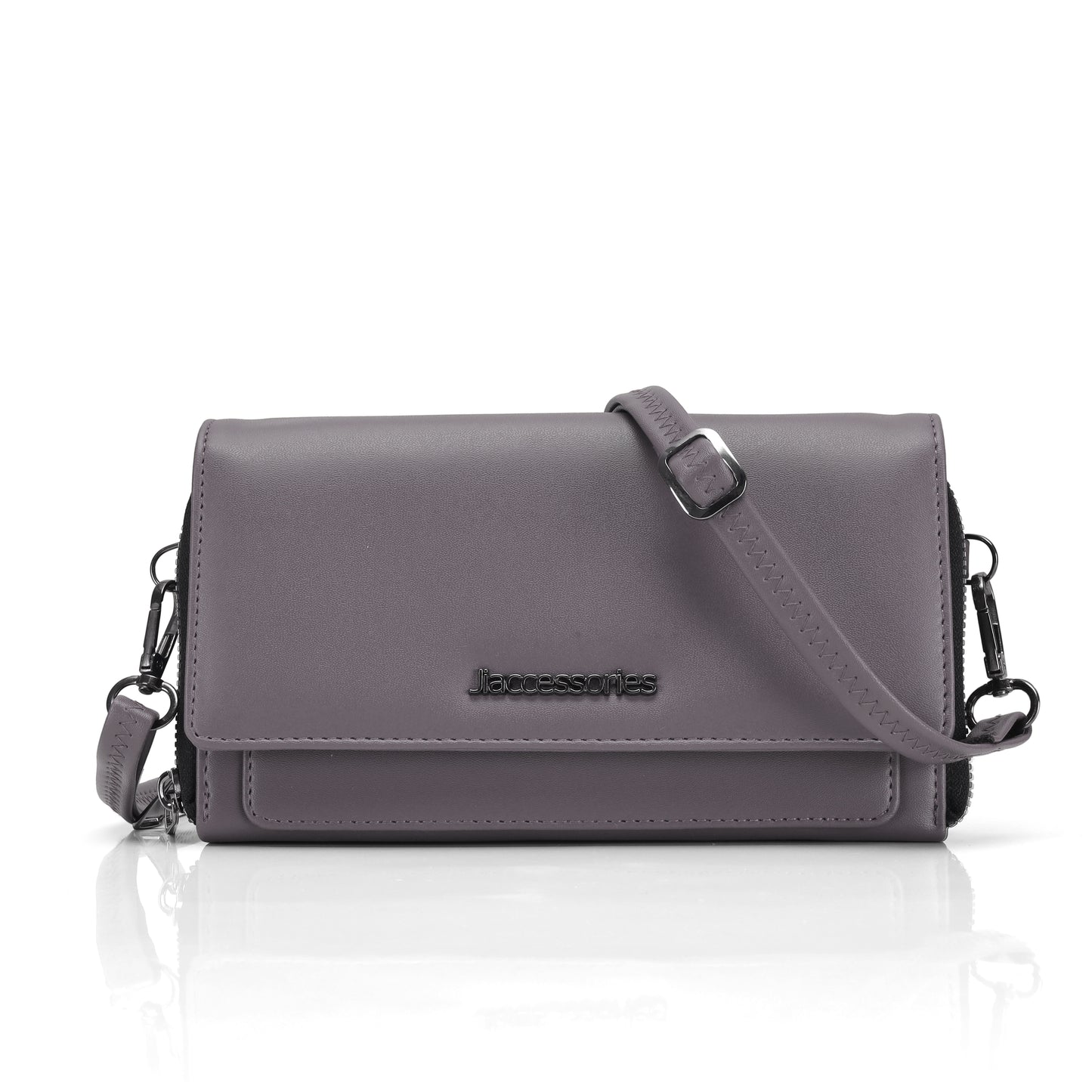 JI Accessories Women’s Multi-Compartment Wallet Clutch – Zippered Long Purse with Sling Strap (Multi-Color)