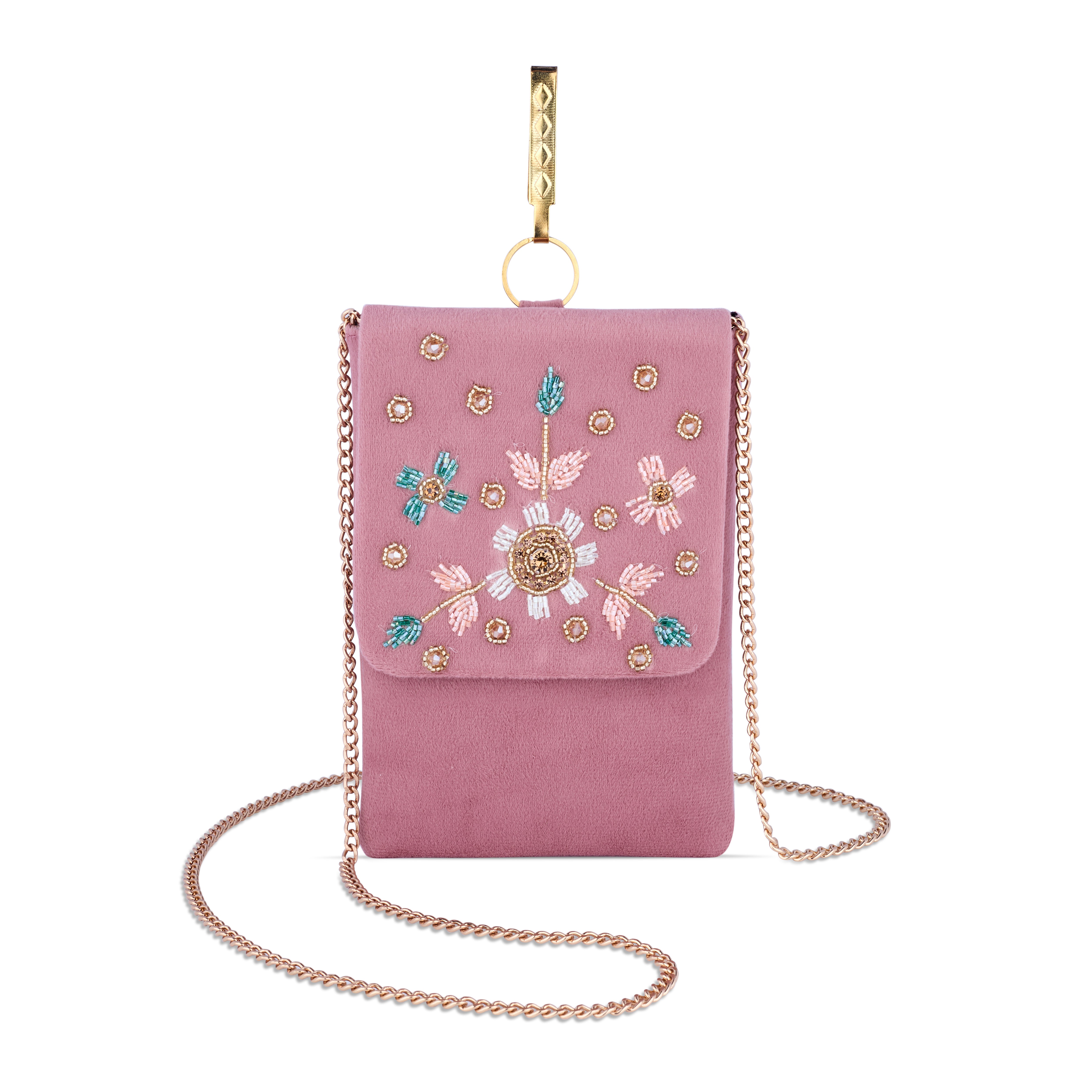 Bag in Floral Beaded Mobile Sling Bag for Women