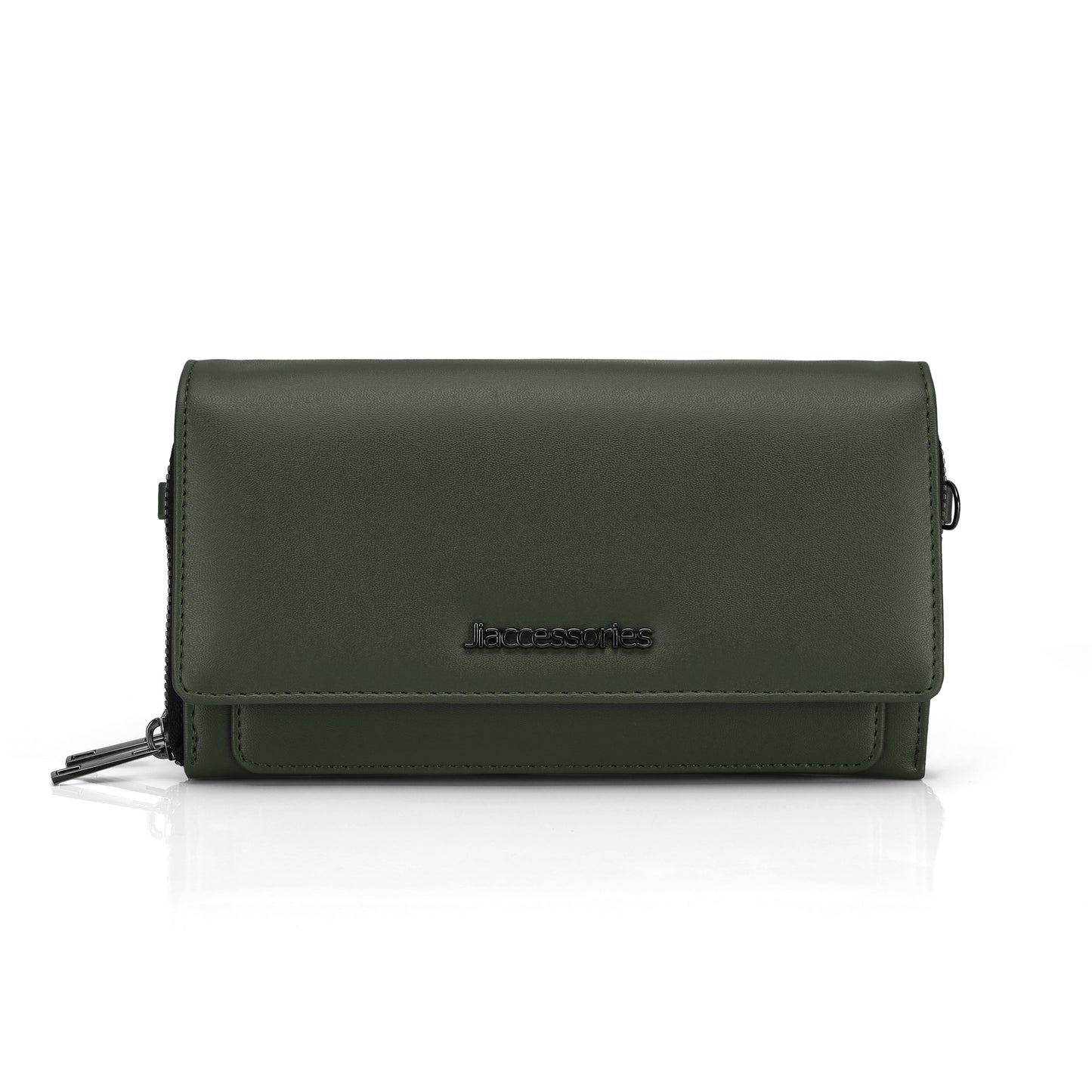 JI Accessories Women’s Multi-Compartment Wallet Clutch – Zippered Long Purse with Sling Strap (Multi-Color)