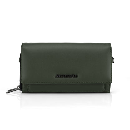 JI Accessories Women’s Multi-Compartment Wallet Clutch – Zippered Long Purse with Sling Strap (Multi-Color)