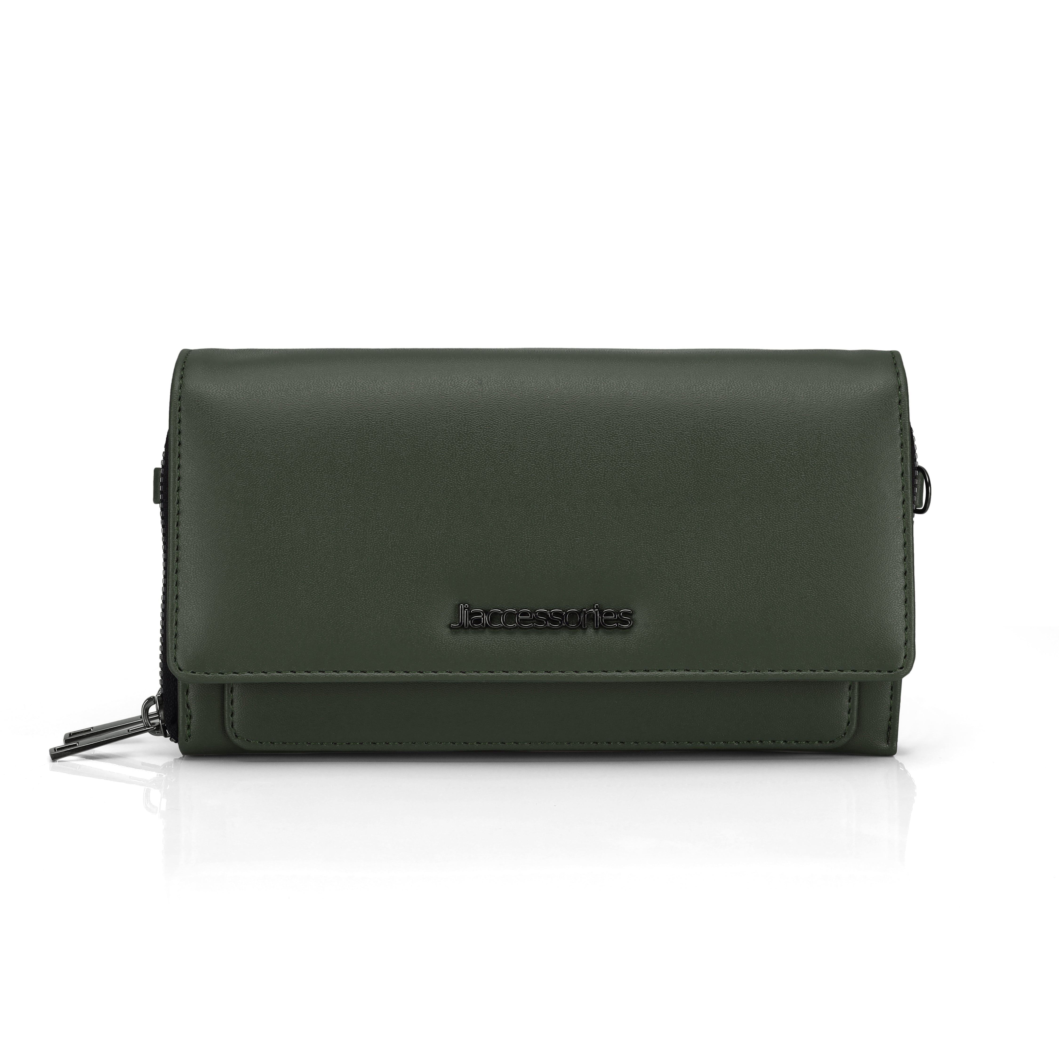 JI Accessories Women’s Multi-Compartment Wallet Clutch – Zippered Long Purse with Sling Strap (Multi-Color)