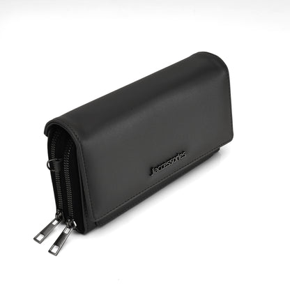 JI Accessories Women’s Multi-Compartment Wallet Clutch – Zippered Long Purse with Sling Strap (Multi-Color)