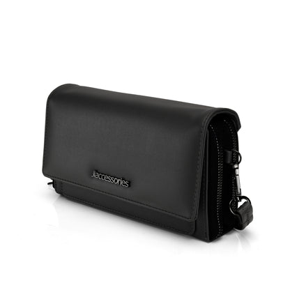 JI Accessories Women’s Multi-Compartment Wallet Clutch – Zippered Long Purse with Sling Strap (Multi-Color)