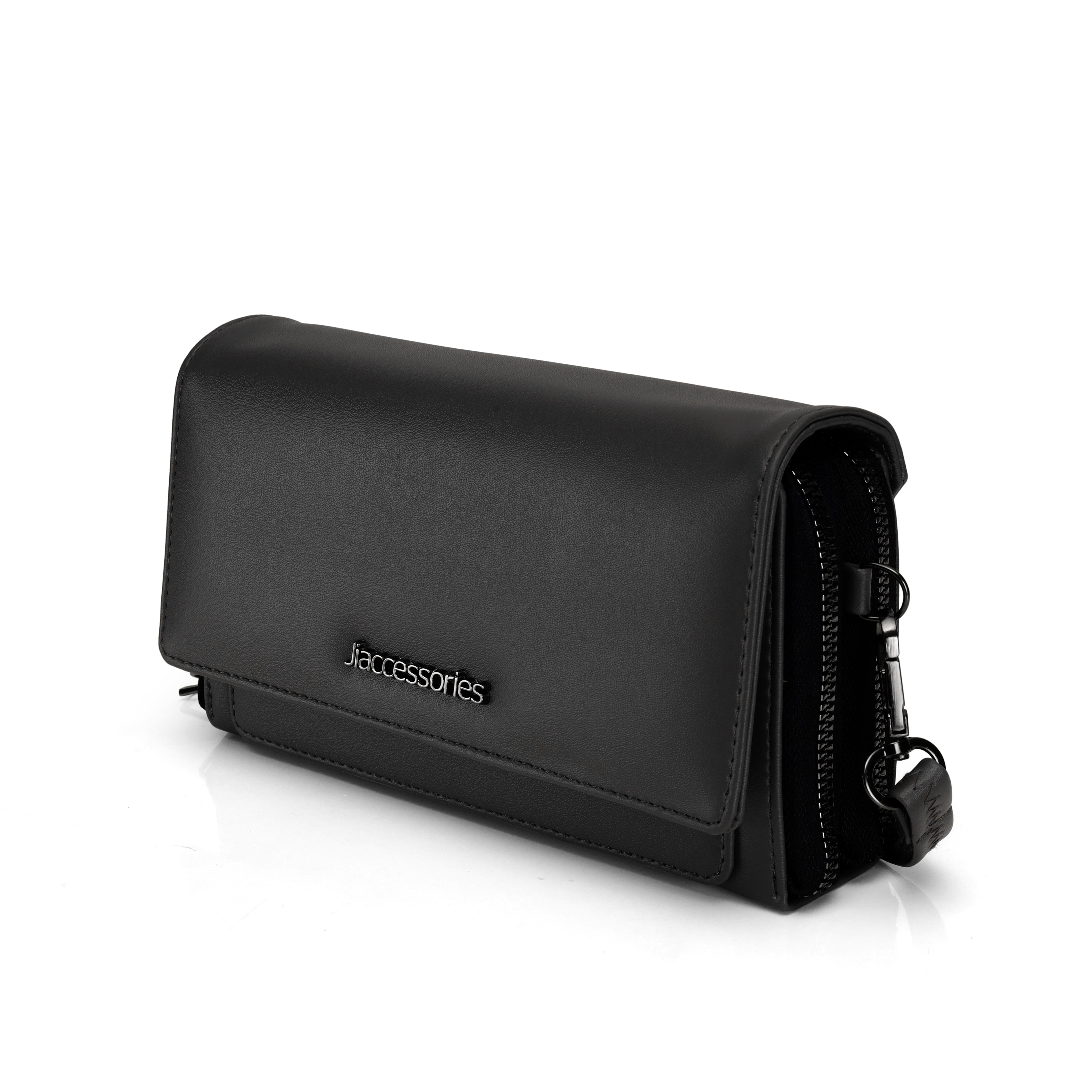 JI Accessories Women’s Multi-Compartment Wallet Clutch – Zippered Long Purse with Sling Strap (Multi-Color)