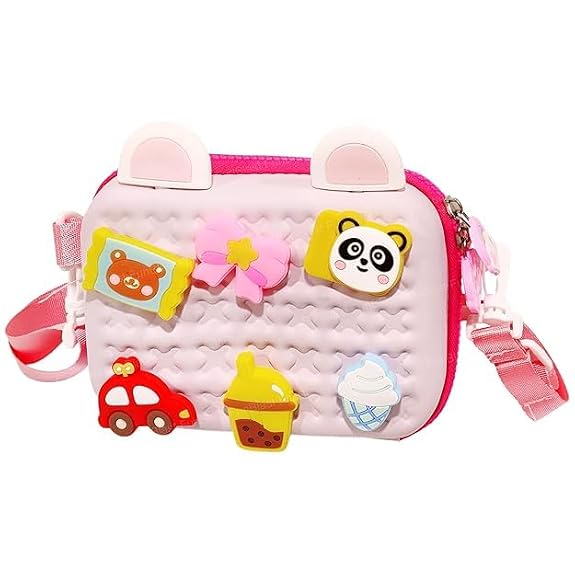 J I Cartoon Soft Silicone Bag Crossbody Shoulder Bag Purse Waterproof Anti Fall Stationery Storage Bag Handbag Sweet Birthday Gift For Children Students Girls, Multicolor
