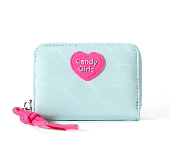 JI ACCESORIES Small Wallet for Girls Credit Card Holder Coin Purse Zipper Small Secure Card Case Cute Wallets Mini Wallets for Women (Blue)