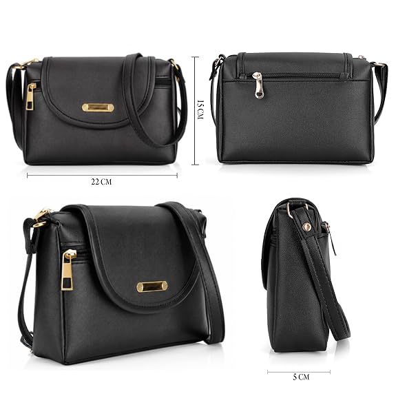 J I ACCESSORIES Women’s Stylish Crossbody Sling Bag – Elegant PU Leather Small Shoulder Purse with Adjustable Strap – Casual & Travel Handbag