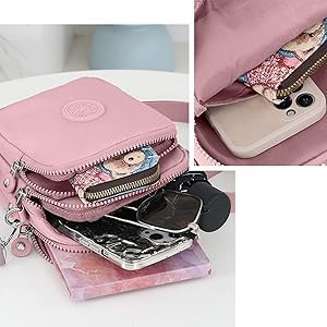 Bag In Compact Black Crossbody Bag for Men and Women, Waterproof Travel and Everyday Sling Bag with Adjustable Strap