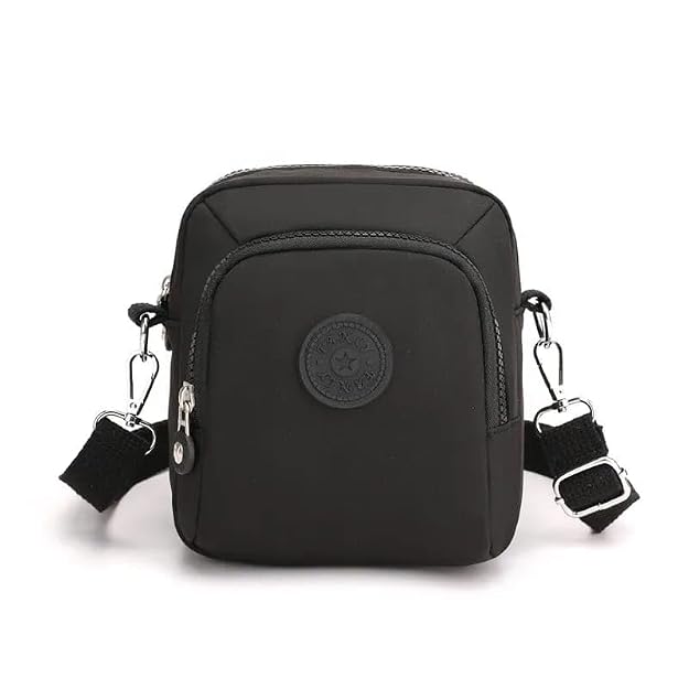 Bag In Compact Black Crossbody Bag for Men and Women, Waterproof Travel and Everyday Sling Bag with Adjustable Strap