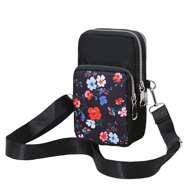 Bag in Women’s Floral Crossbody Phone Bag – Multi-Pocket Small Shoulder Purse with Adjustable Strap