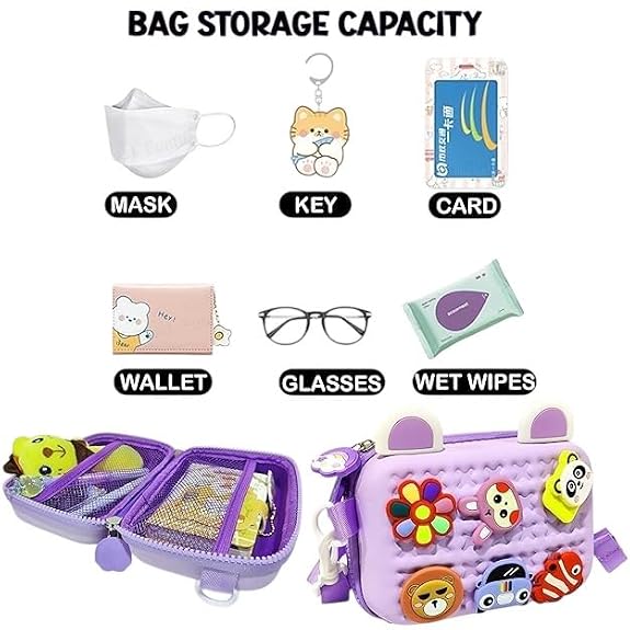 J I Cartoon Soft Silicone Bag Crossbody Shoulder Bag Purse Waterproof Anti Fall Stationery Storage Bag Handbag Sweet Birthday Gift For Children Students Girls, Multicolor