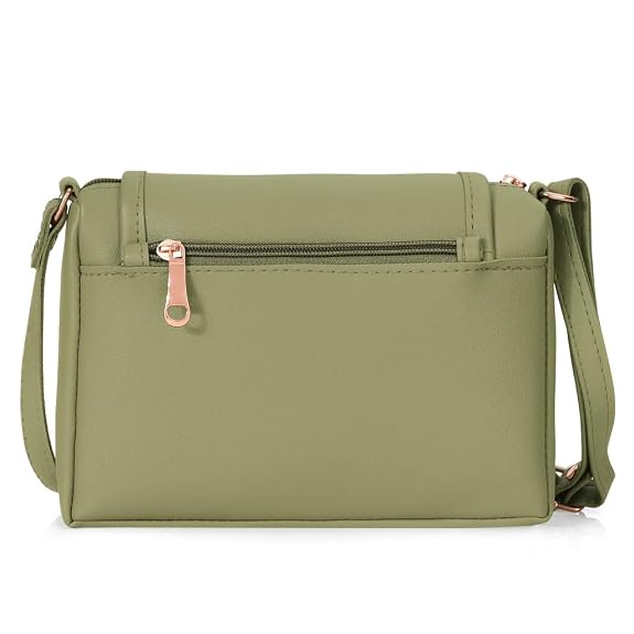 Bag in Stylish Women's Leather Shoulder Bag Embroidered Flap Crossbody Purse with Zipper Compartments & Adjustable Strap