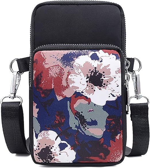 Bag in Women’s Floral Crossbody Phone Bag – Multi-Pocket Small Shoulder Purse with Adjustable Strap