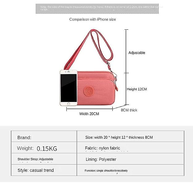 Bag in Sling Bag for Women - Girls Travel Crossbody Bags with Adjustable Strap - Ladies Shoulder Purse