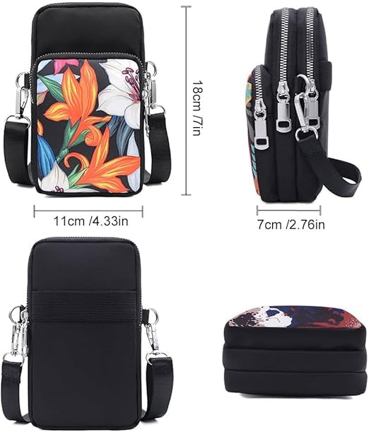 Bag in Bag In Floral Crossbody Bag with Multiple Zippered Compartments - Compact, Stylish and Convenient for Travel and Daily Use