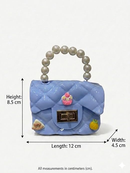 J I Kids Pearl Handle Mini Purse Bag Cute Cartoon Decorative Handbag for Girls
