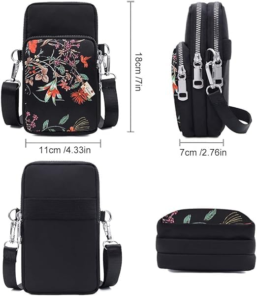 Bag in Bag In Floral Crossbody Bag with Multiple Zippered Compartments - Compact, Stylish and Convenient for Travel and Daily Use