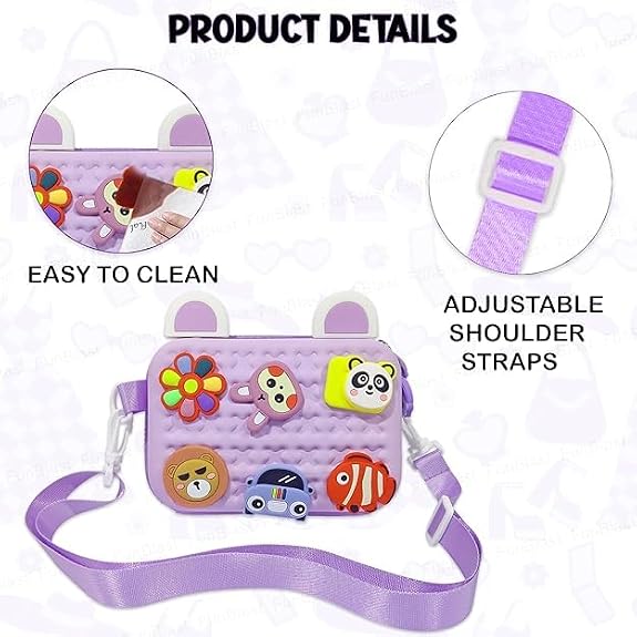 J I Cartoon Soft Silicone Bag Crossbody Shoulder Bag Purse Waterproof Anti Fall Stationery Storage Bag Handbag Sweet Birthday Gift For Children Students Girls, Multicolor