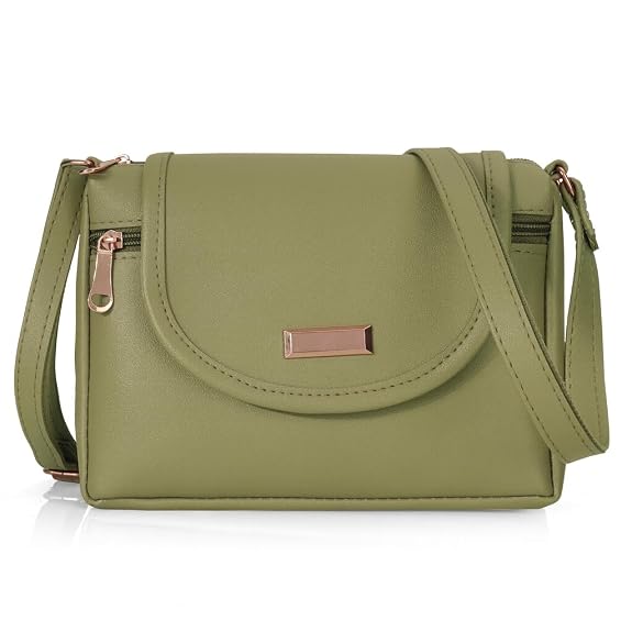Bag in Stylish Women's Leather Shoulder Bag Embroidered Flap Crossbody Purse with Zipper Compartments & Adjustable Strap