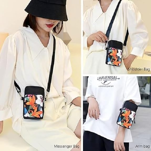 Bag in Bag In Floral Crossbody Bag with Multiple Zippered Compartments - Compact, Stylish and Convenient for Travel and Daily Use