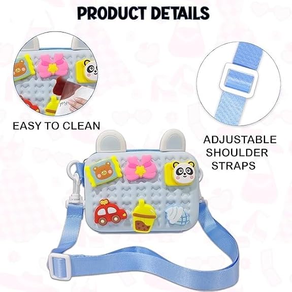 J I Cartoon Soft Silicone Bag Crossbody Shoulder Bag Purse Waterproof Anti Fall Stationery Storage Bag Handbag Sweet Birthday Gift For Children Students Girls, Multicolor