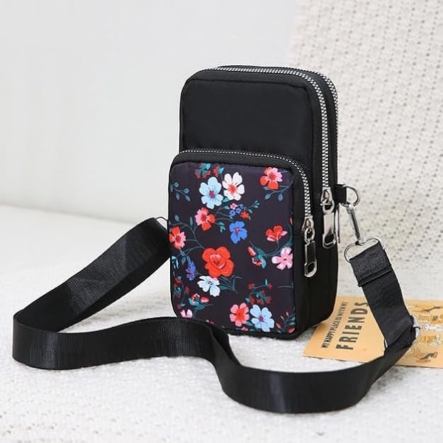 Bag in Women’s Floral Crossbody Phone Bag – Multi-Pocket Small Shoulder Purse with Adjustable Strap