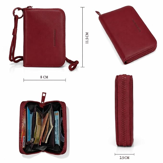 JI TravelMate Hanging Wallet Purse Women's Wallet Zipper Premium Wallet (Maroon)