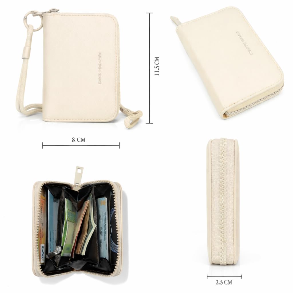 JI TravelMate Hanging Wallet Purse Women's Wallet Zipper Premium Wallet (White)