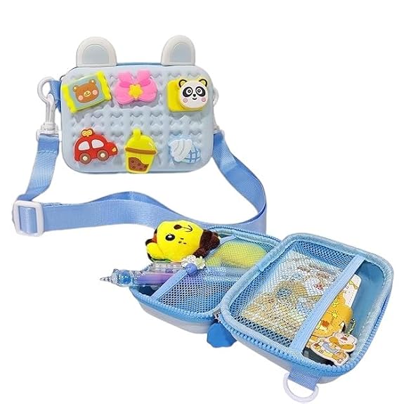 J I Cartoon Soft Silicone Bag Crossbody Shoulder Bag Purse Waterproof Anti Fall Stationery Storage Bag Handbag Sweet Birthday Gift For Children Students Girls, Multicolor