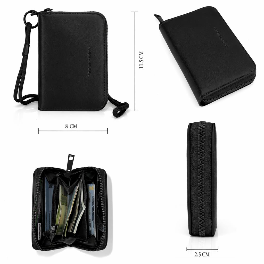 JI TravelMate Hanging Wallet Purse Women's Wallet Zipper Premium Wallet (Black)