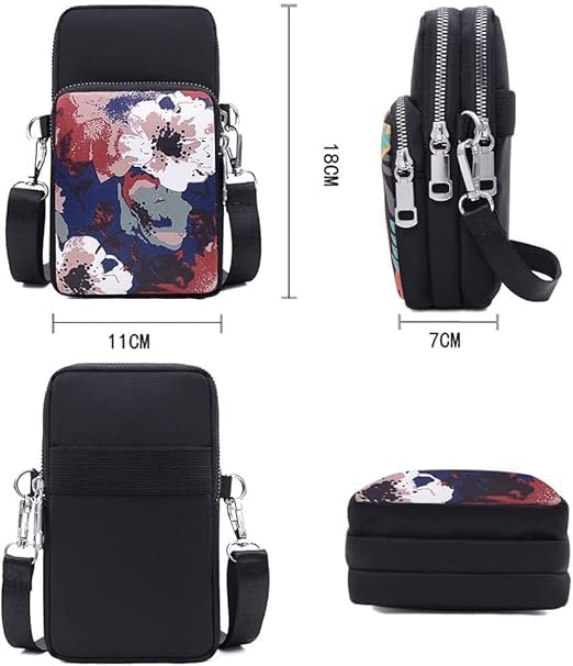 Bag in Women’s Floral Crossbody Phone Bag – Multi-Pocket Small Shoulder Purse with Adjustable Strap