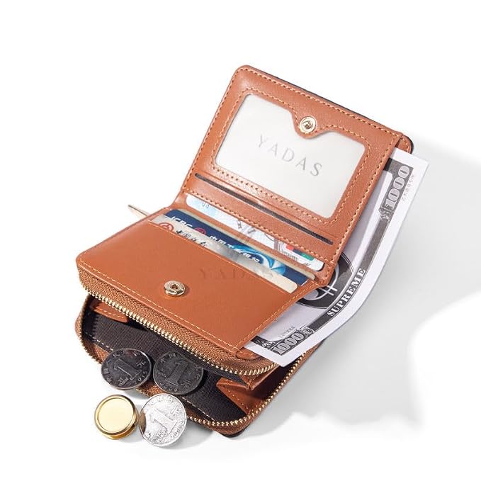 JI Simple & Elegant Women’s Pattern Designer Zipper Wallet – Premium Leather Small Purse with Multiple Card Slots, Coin Pocket & Stylish Compact Design for Everyday Use (White)
