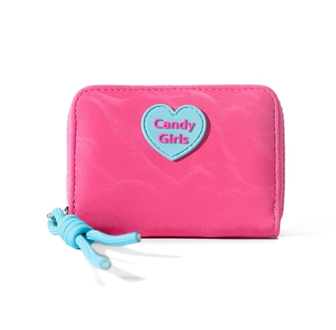 JI ACCESORIES Small Wallet for Girls Credit Card Holder Coin Purse Zipper Small Secure Card Case Cute Wallets Mini Wallets for Women (Pink)